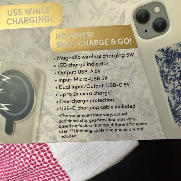 Poppy Blue and White Magnetic Power Bank new in package - Picture 4 of 5